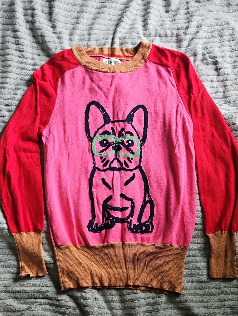 Pink & Red French Bulldog Sweater